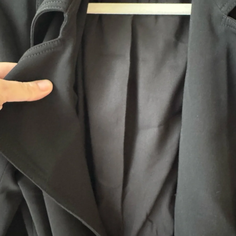 Theory Women Black Lined Long Tie Belted Jacket Dress Size Medium